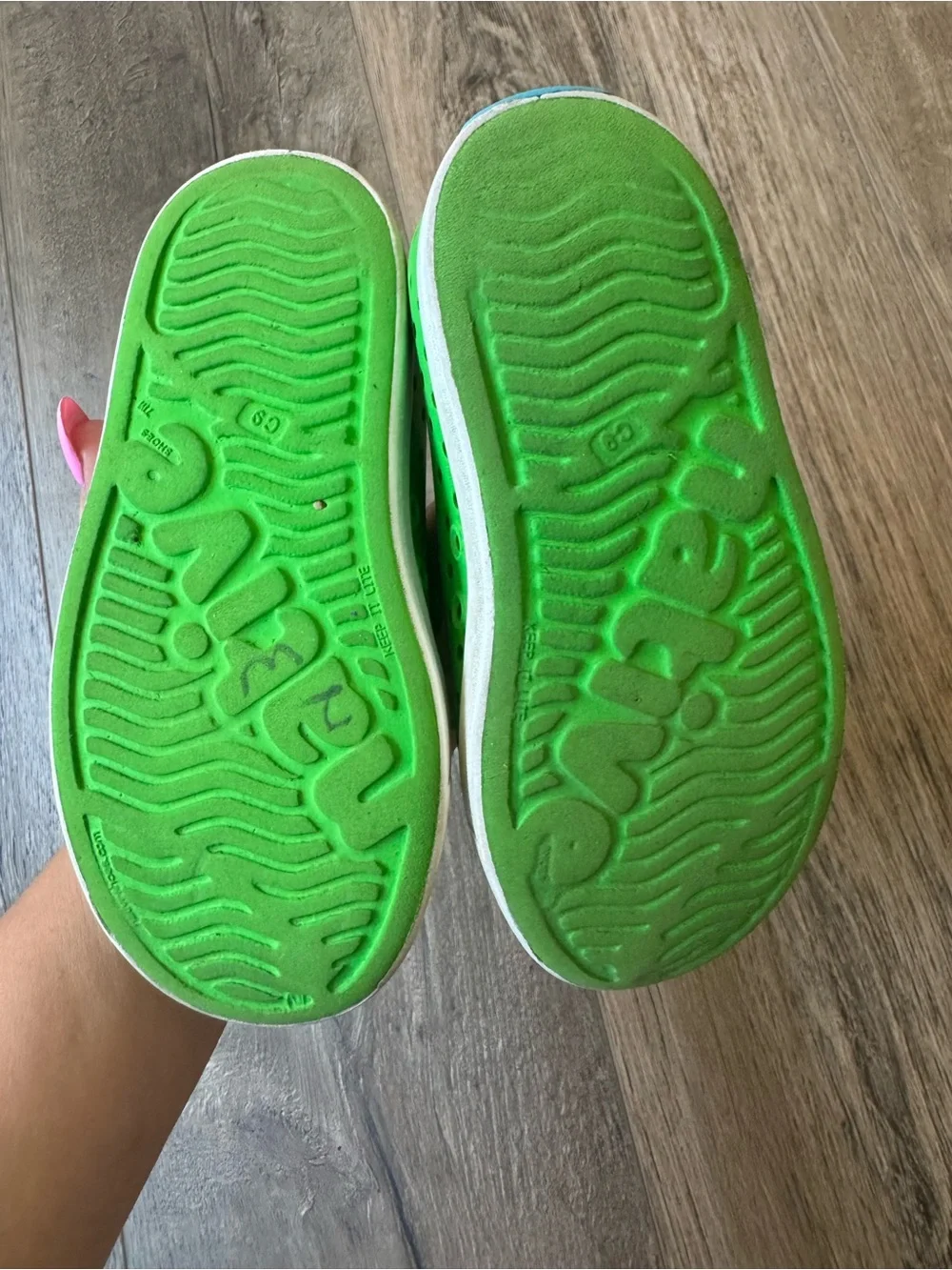 Native Shoes Kids Green Slip-On Water Shoe with White Toe